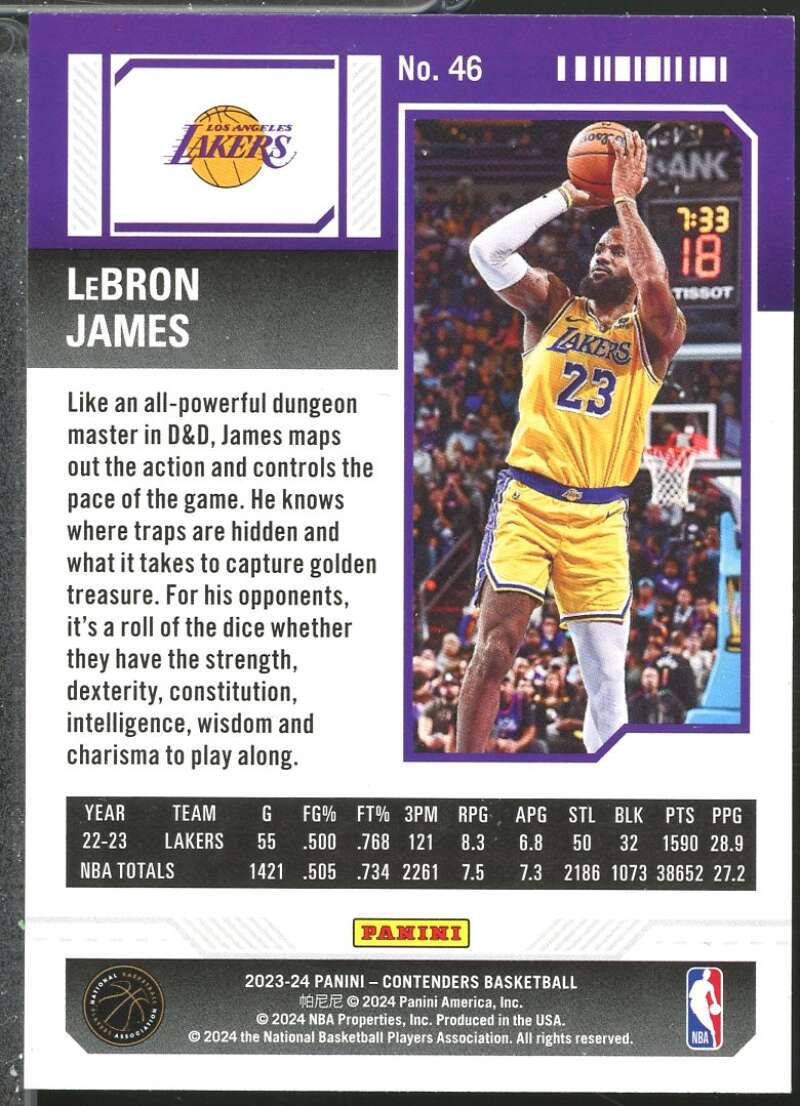 LeBron James Card 2023-24 Panini Contenders Game Ticket Red #46  Image 2