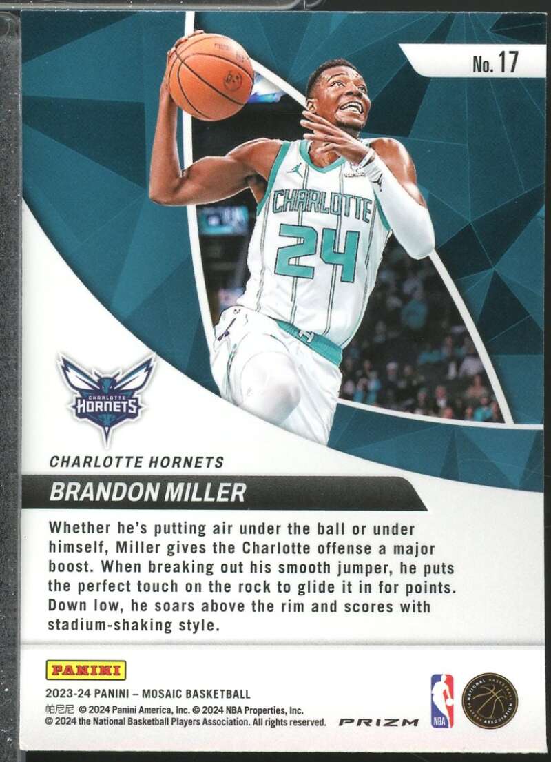 Brandon Miller Rookie Card 2023-24 Panini Mosaic Elevate Mosaic Green #17  Image 2