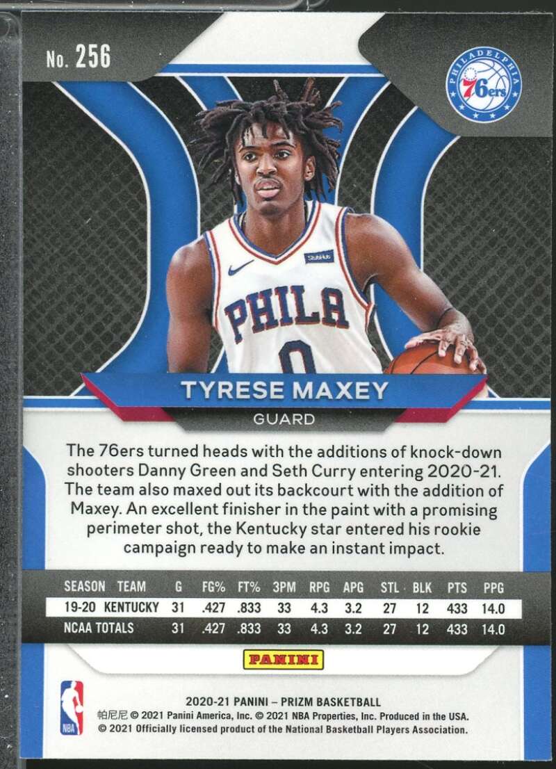Tyrese Maxey Rookie Card 2020-21 Panini Prizm #256  Image 2