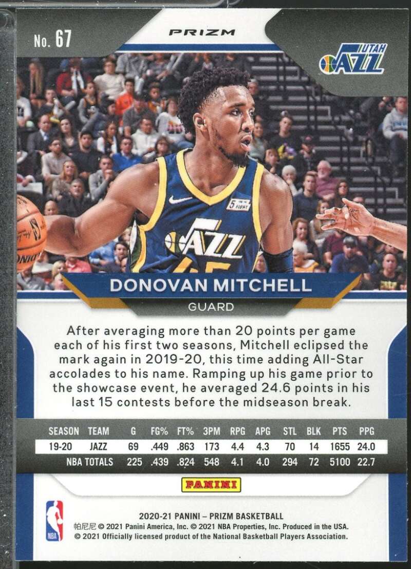 Donovan Mitchell Card 2020-21 Panini Prizm Prizms Silver #67  Image 2