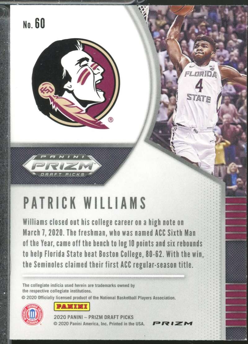 Patrick Williams Rookie 2020-21 Panini Prizm Draft Picks Prizms Fast Break #60  Image 2