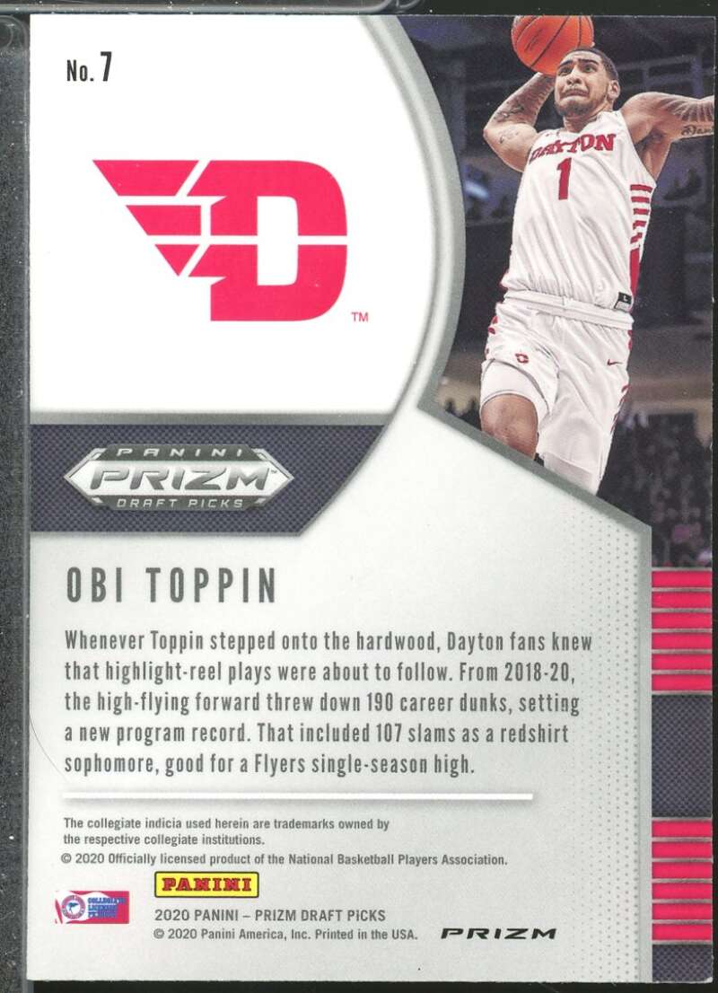 Obi Toppin Rookie Card 2020-21 Panini Prizm Draft Picks Prizms Fast Break #7  Image 2