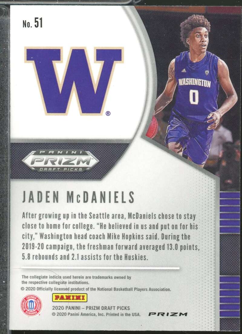 Jaden McDaniels Rookie 2020-21 Panini Prizm Draft Picks Prizms Fast Break #51  Image 2