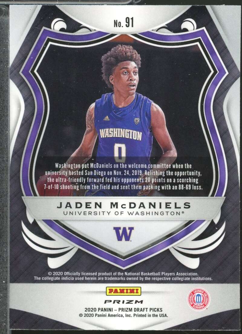 Jaden McDaniels CR Rookie 2020-21 Panini Prizm Draft Picks Prizms Fast Break #91  Image 2