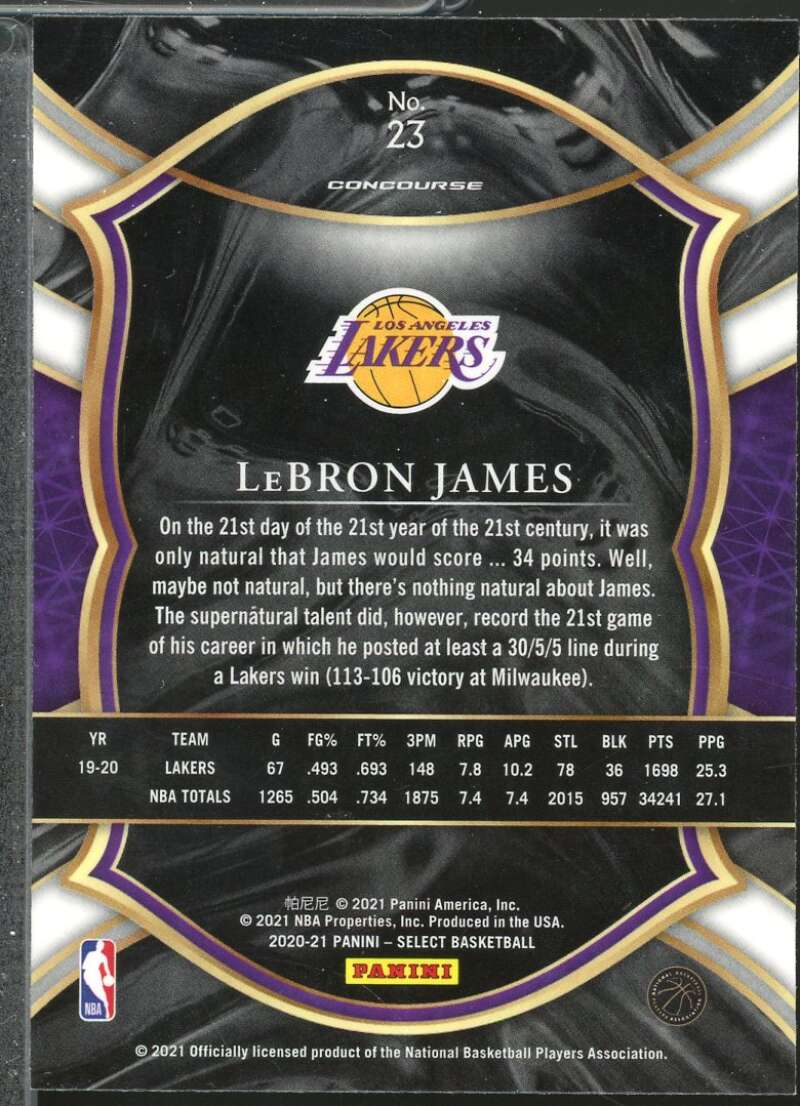 LeBron James Card 2020-21 Select Blue Retail #23  Image 2
