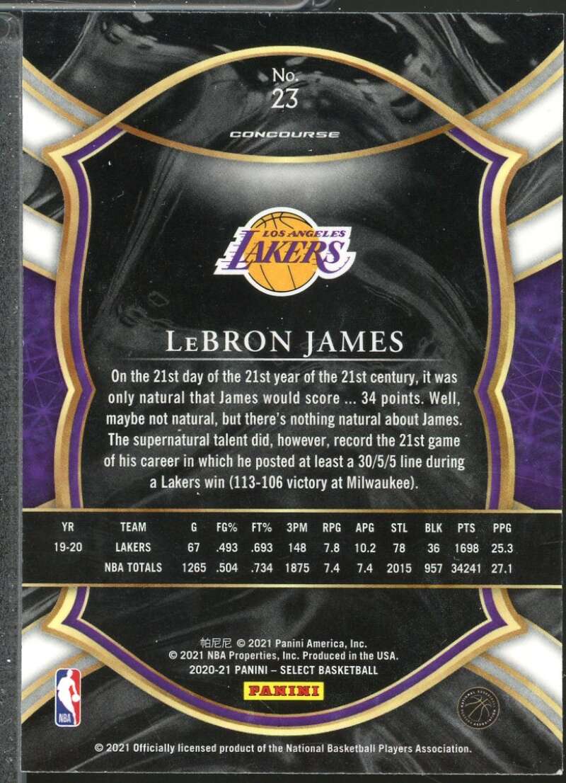 LeBron James Card 2020-21 Select Blue Retail #23  Image 2