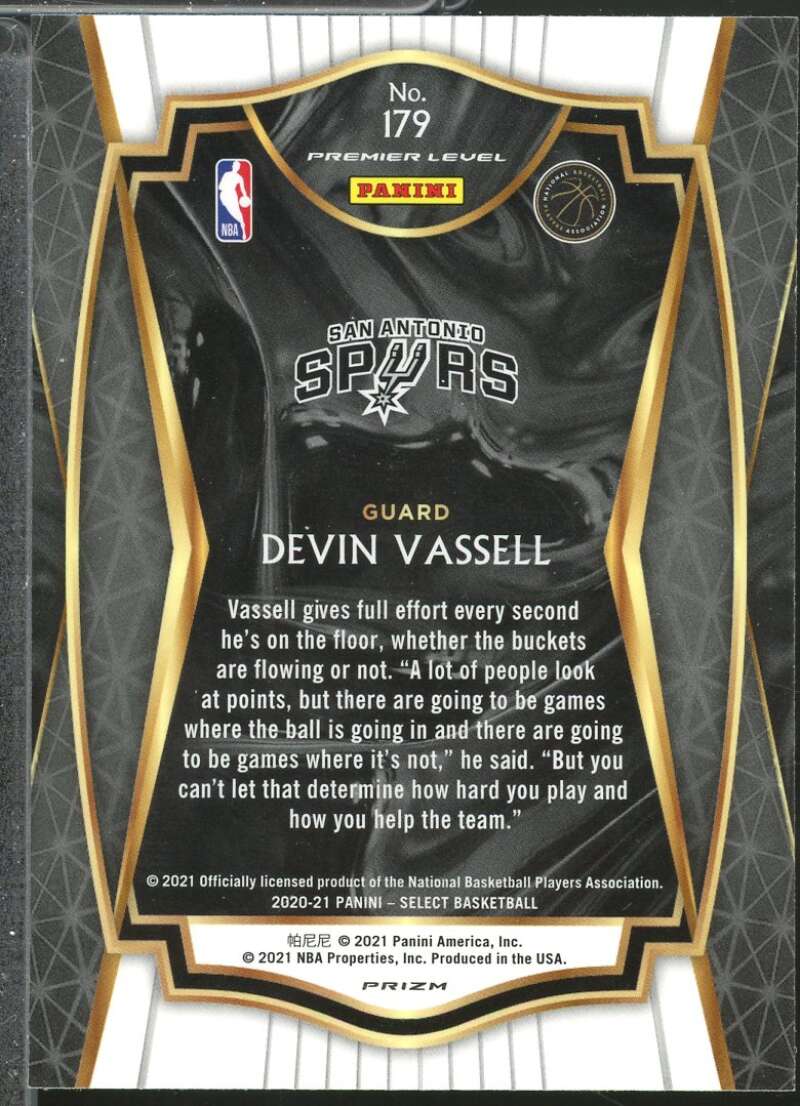 Devin Vassell Rookie Card 2020-21 Select Prizms Green White Purple #179  Image 2