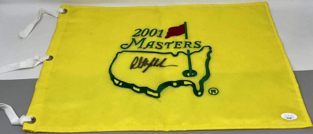 2001  Autograph Signed Phil Mickelson Masters Golf Flag JSA Authentic Image 2