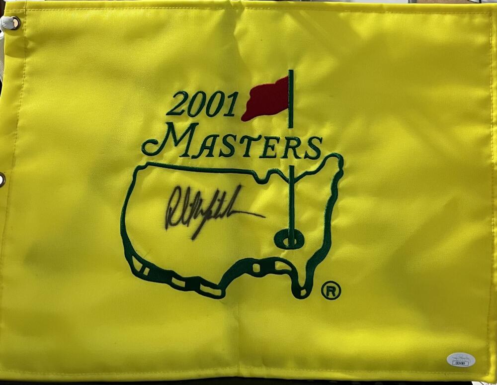 2001  Autograph Signed Phil Mickelson Masters Golf Flag JSA Authentic Image 1
