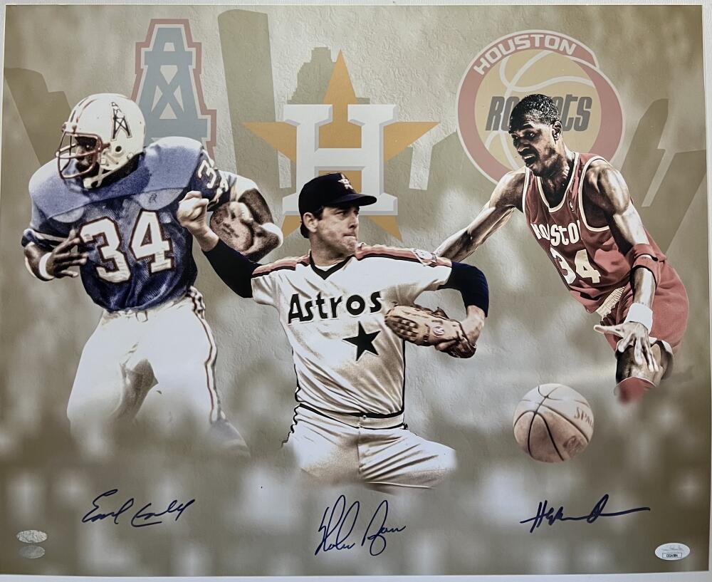  E. Cambel N. Ryan H. Olajuwon Autograph Signed Houston Poster  JSA Authentic Image 1