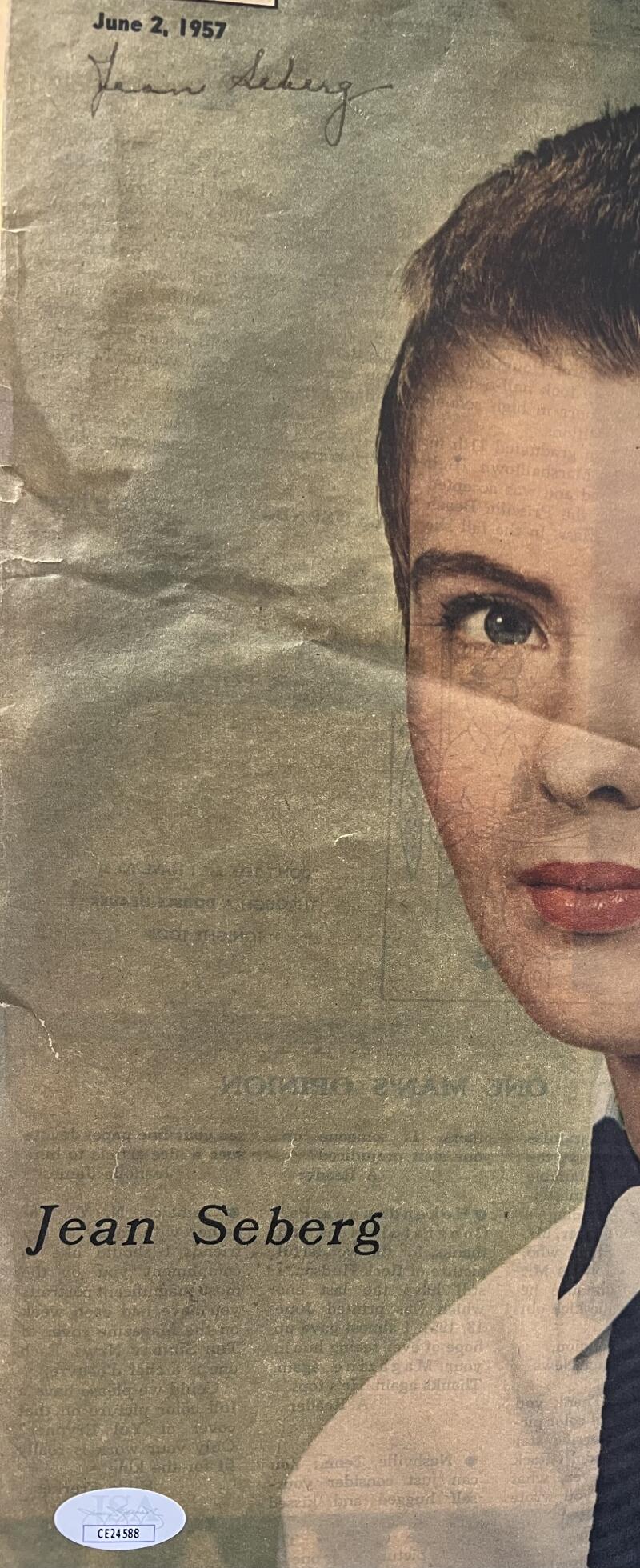 Jean Seberg Autograph Signed Newspaper Clipping  JSA Authentic Image 2