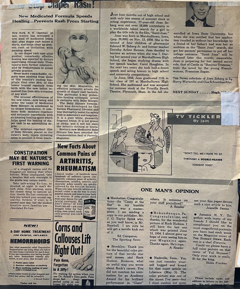 Jean Seberg Autograph Signed Newspaper Clipping  JSA Authentic Image 3