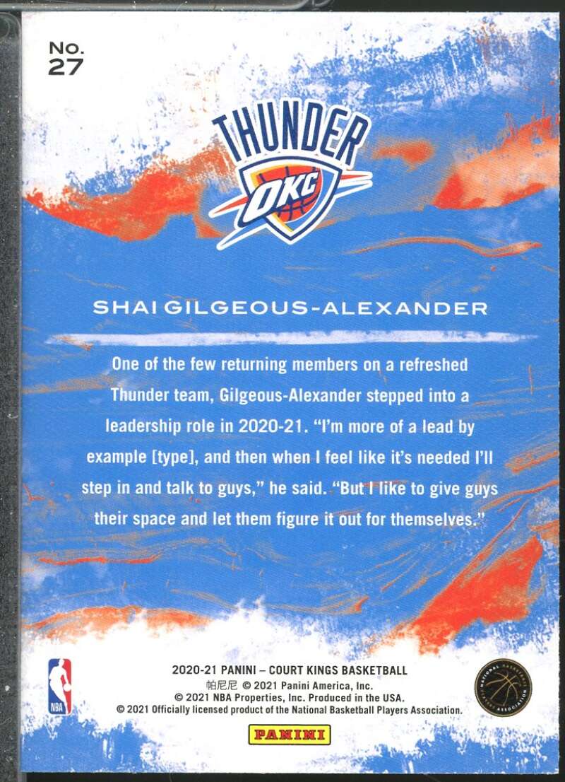 Shai Gilgeous-Alexander Card 2020-21 Court Kings Modern Strokes #27  Image 2