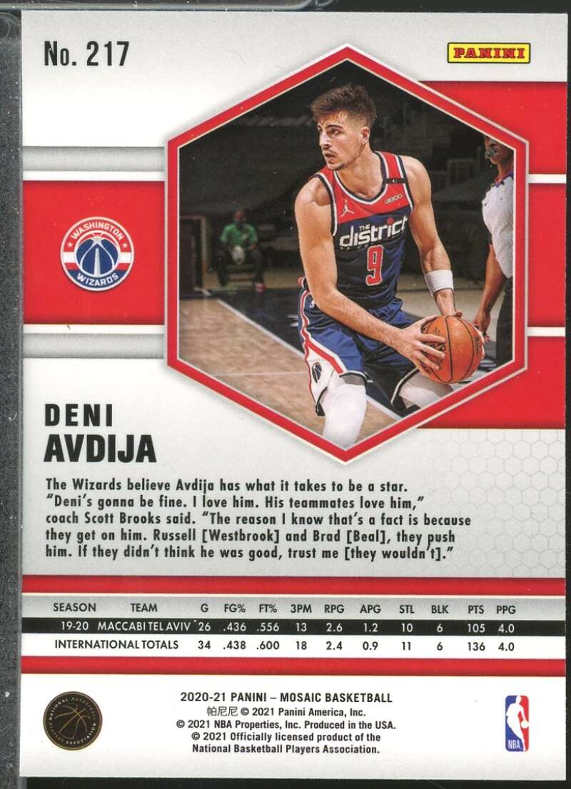 Deni Avdija Rookie Card 2020-21 Panini Mosaic Silver #217  Image 2