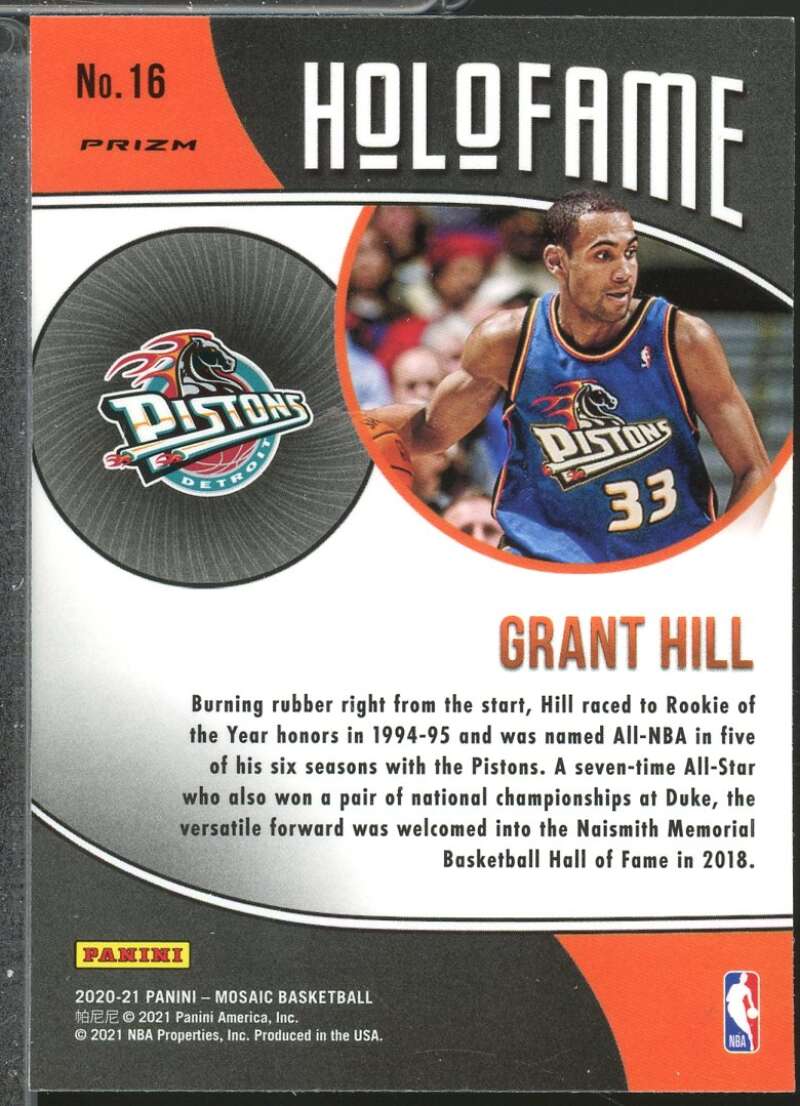 Grant Hill Card 2020-21 Panini Mosaic HoloFame Mosaic Green #16  Image 2