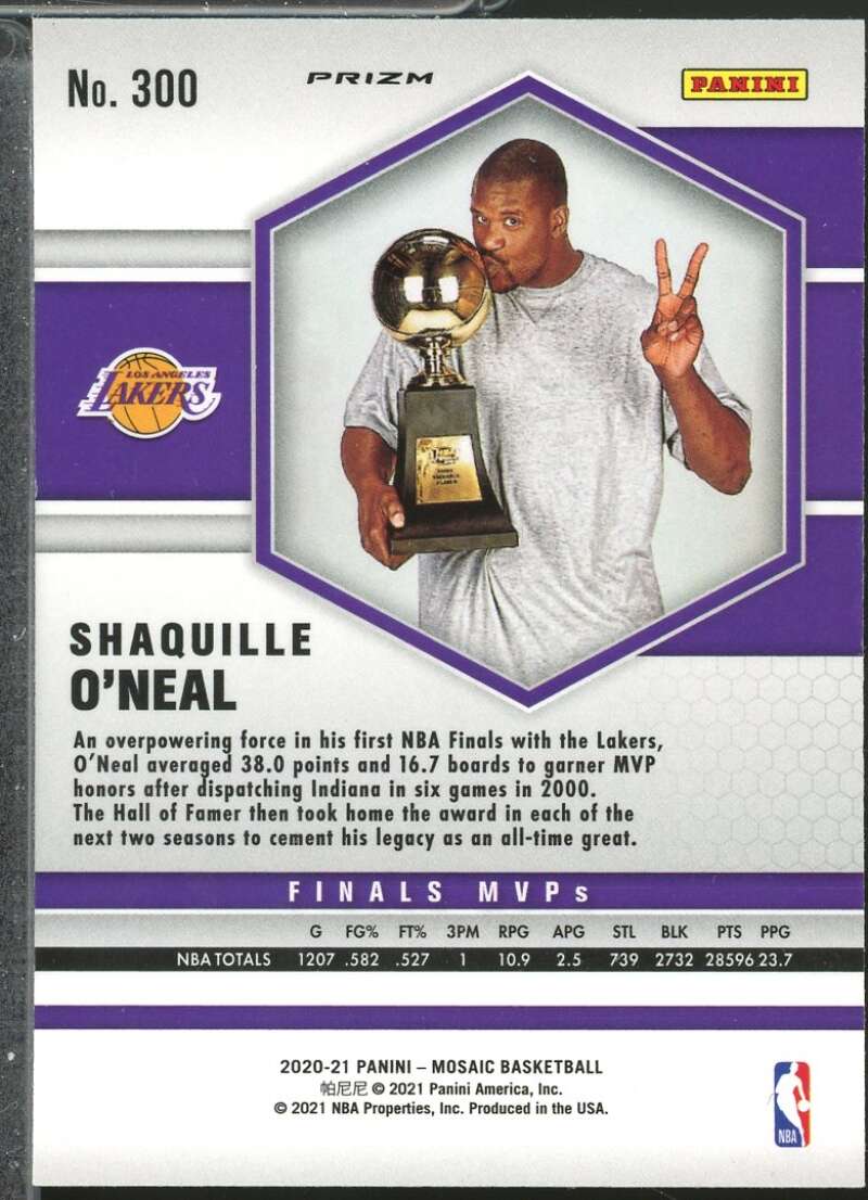 Shaquille O'Neal Card 2020-21 Panini Mosaic Mosaic Reactive Orange #300  Image 2