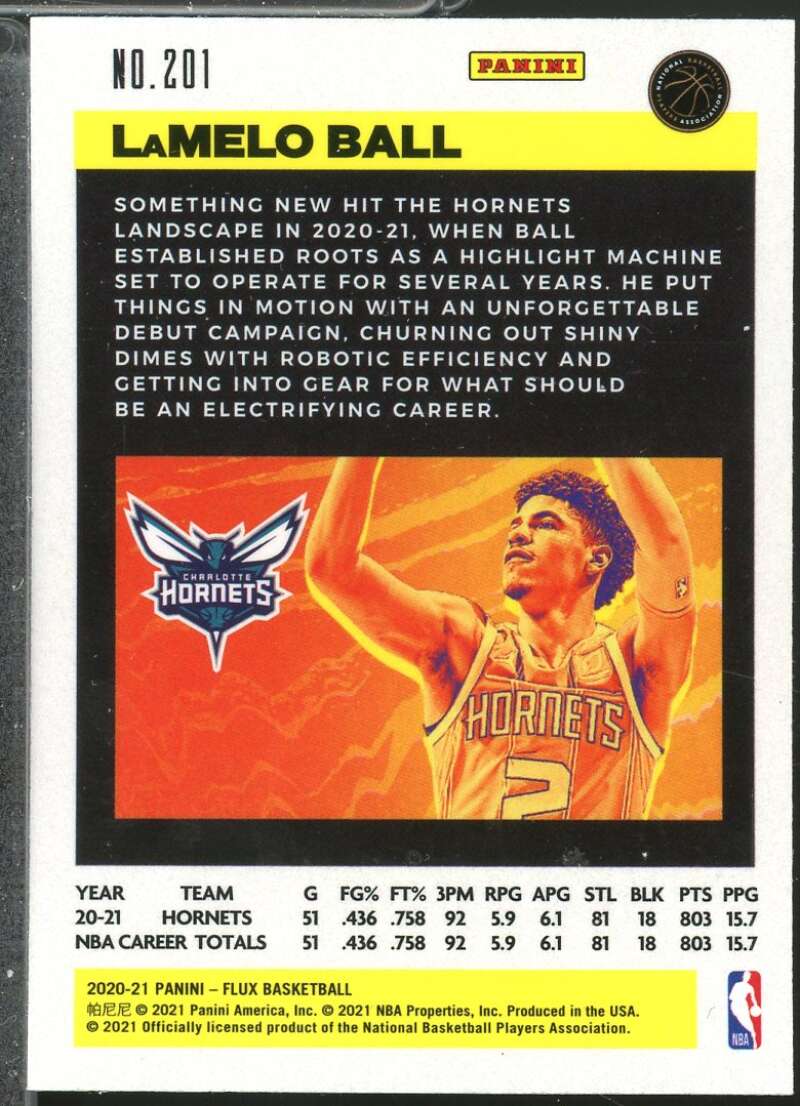 LaMelo Ball Rookie Card 2020-21 Panini Flux #201  Image 2