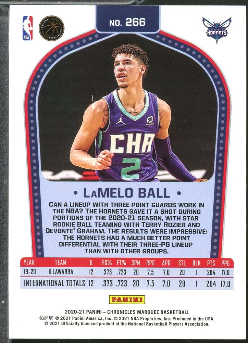 LaMelo Ball/Marquee Rookie Card 2020-21 Panini Chronicles #266  Image 2