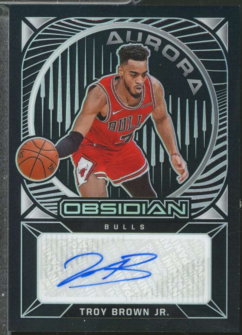 Troy Brown Jr. Rookie Card 2020-21 Panini Obsidian Aurora Autographs #24  Image 1