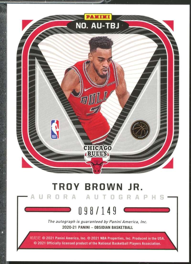 Troy Brown Jr. Rookie Card 2020-21 Panini Obsidian Aurora Autographs #24  Image 2