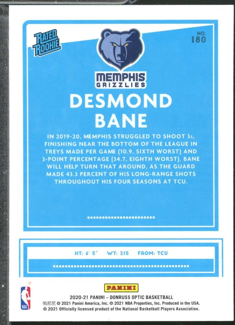 Desmond Bane Rookie Card 2020-21 Donruss Optic #180  Image 2