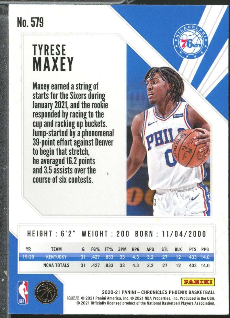 Tyrese Maxey/Phoenix Rookie Card 2020-21 Panini Chronicles #579  Image 2