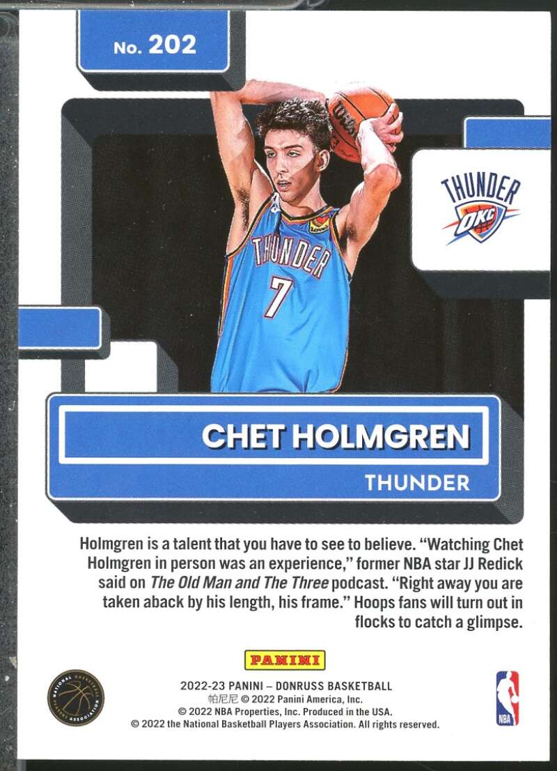 Chet Holmgren Rookie Card 2022-23 Donruss #202  Image 2