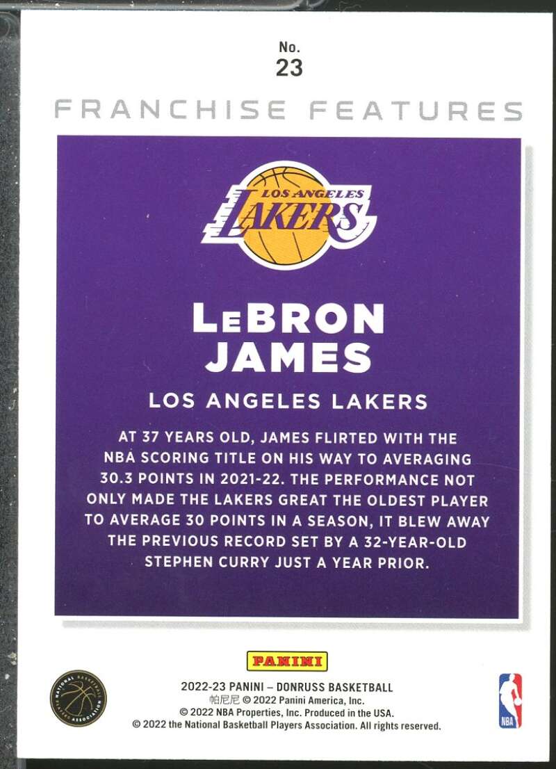 LeBron James Card 2022-23 Donruss Franchise Features #23  Image 2