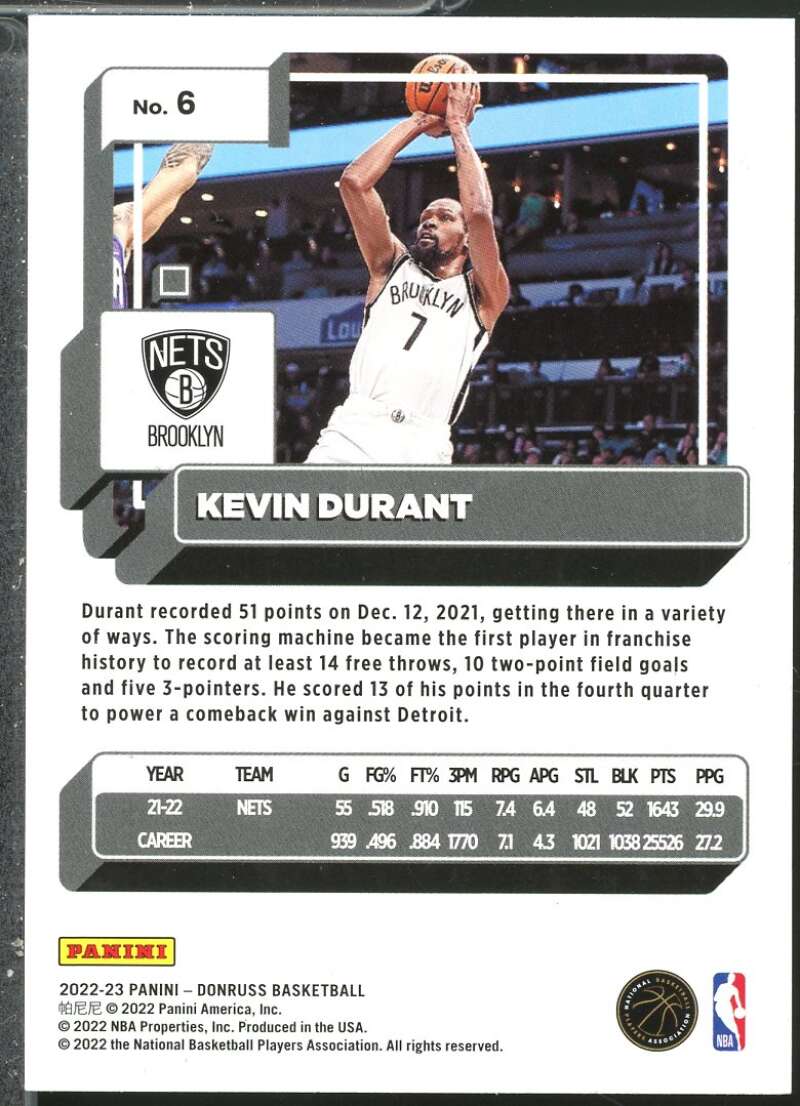 Kevin Durant Card 2022-23 Donruss Holo Green Laser #6  Image 2