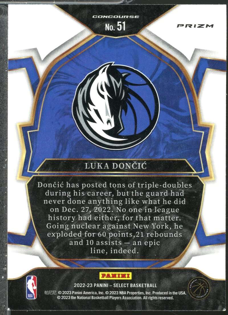 Luka Doncic Card 2022-23 Select Prizms Green White Purple #51  Image 2
