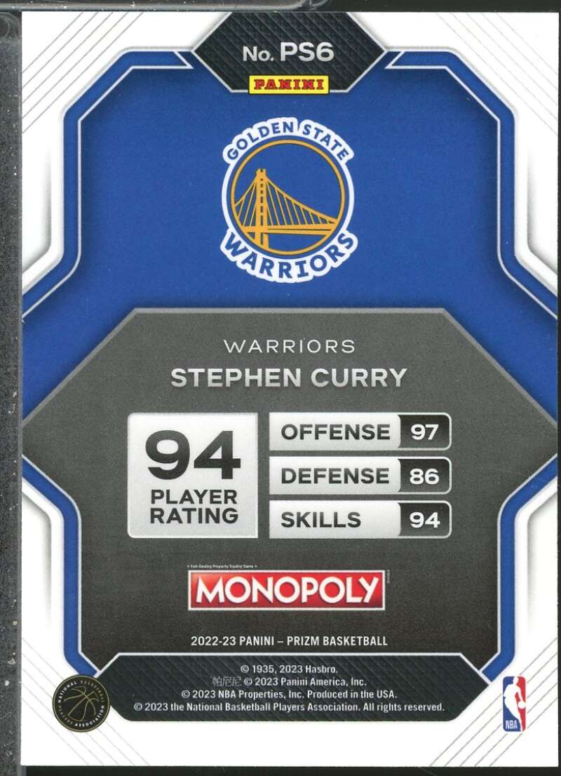 Stephen Curry Card 2022-23 Panini Prizm Monopoly All-Stars #PS6  Image 2