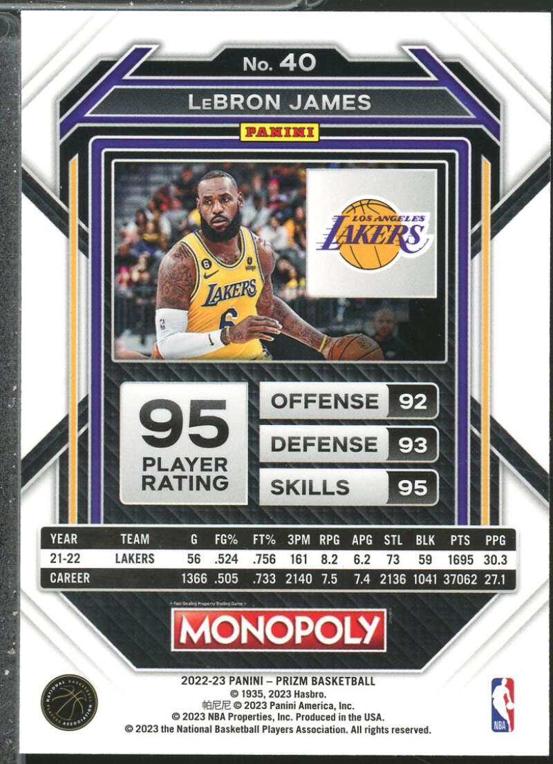 LeBron James Card 2022-23 Panini Prizm Monopoly #40  Image 2