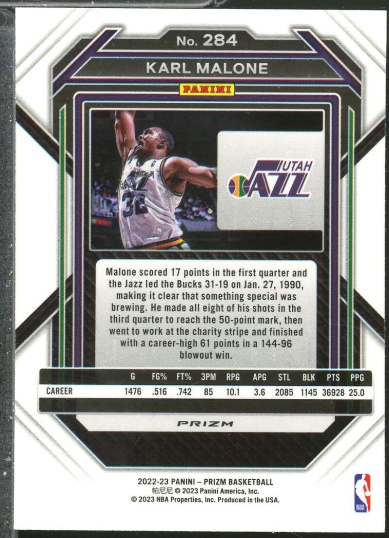Karl Malone Card 2022-23 Panini Prizm Prizms Ice #284  Image 2