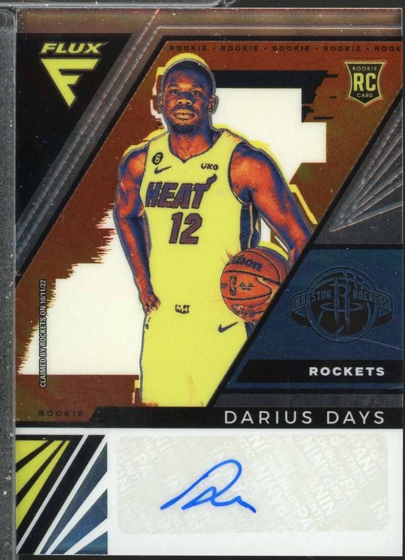 Darius Days Rookie Card 2022-23 Panini Flux Flux Rookie Signatures #37  Image 1