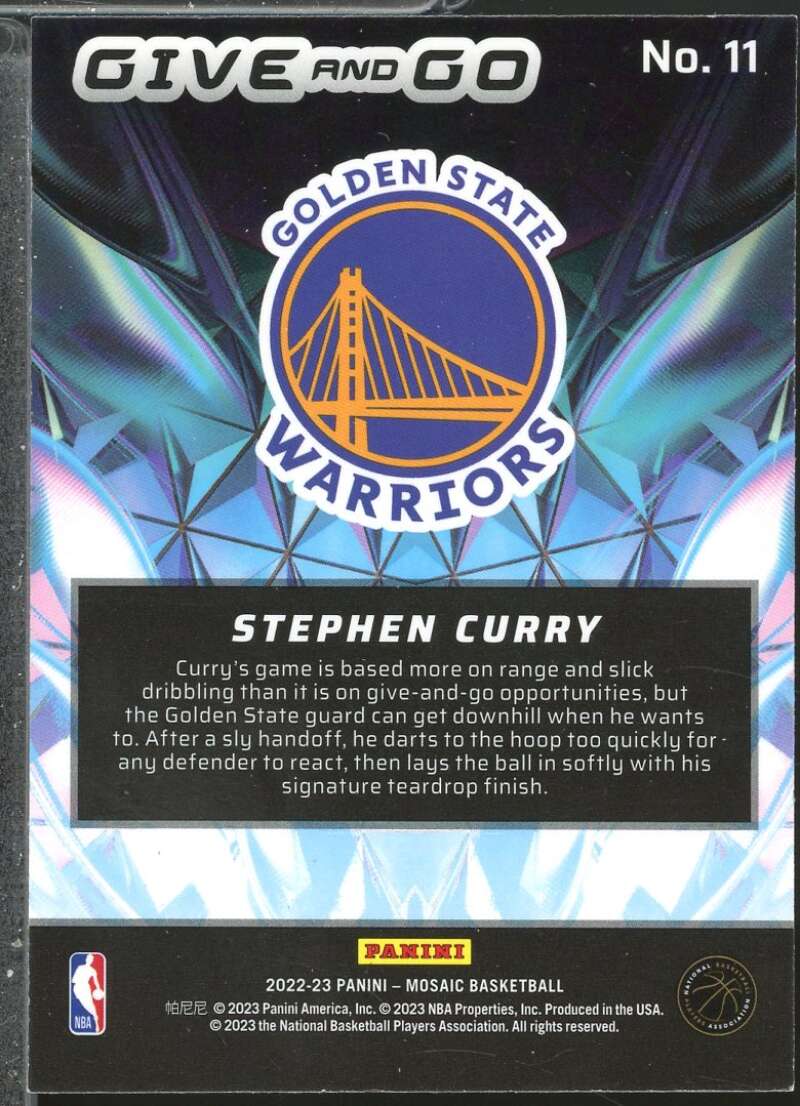 Stephen Curry Card 2022-23 Panini Mosaic Give and Go #11  Image 2