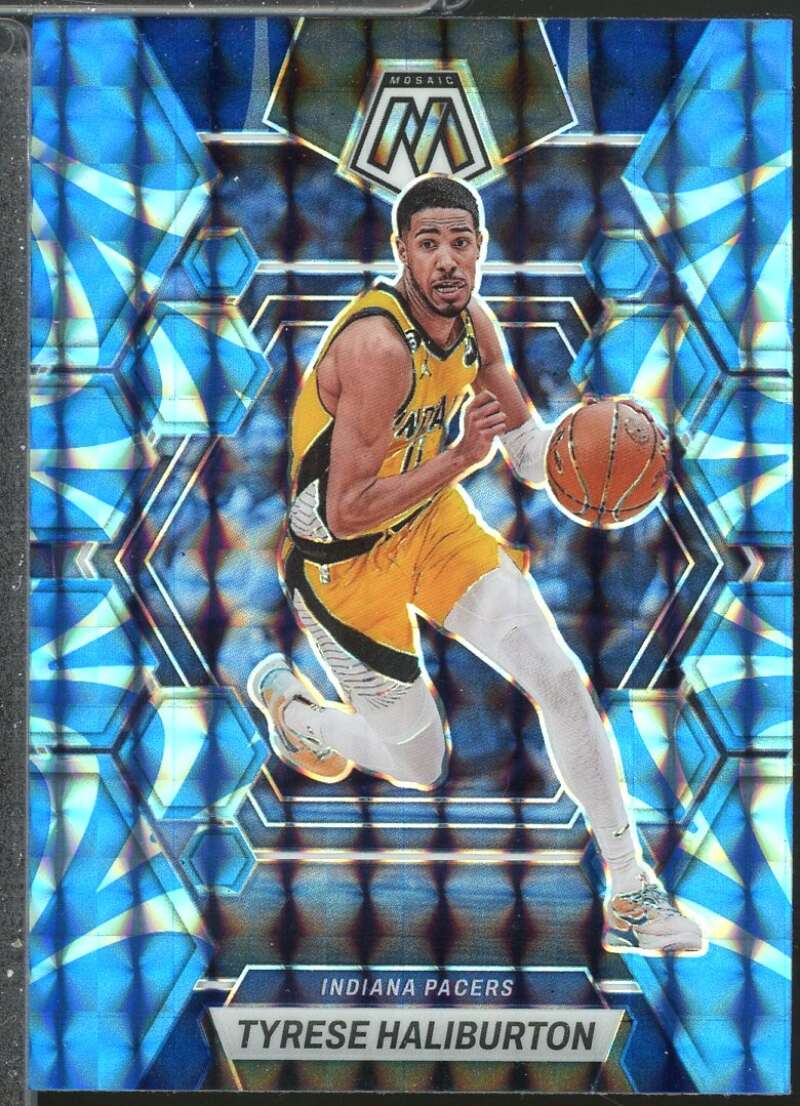 Tyrese Haliburton Card 2022-23 Panini Mosaic Mosaic Reactive Blue #162  Image 1