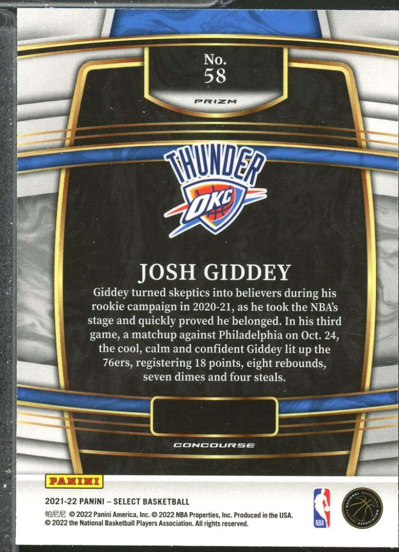 Josh Giddey Rookie Card 2021-22 Select Prizms Blue #58  Image 2