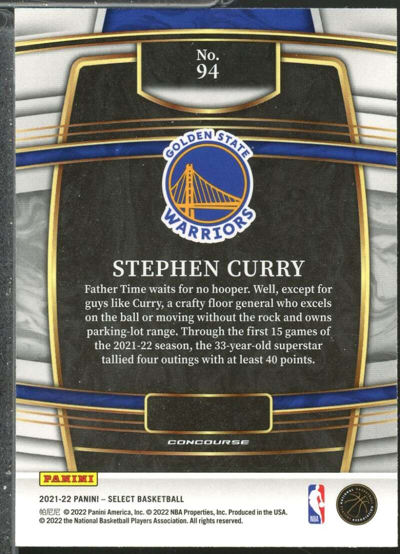 Stephen Curry Card 2021-22 Select Blue #94  Image 2