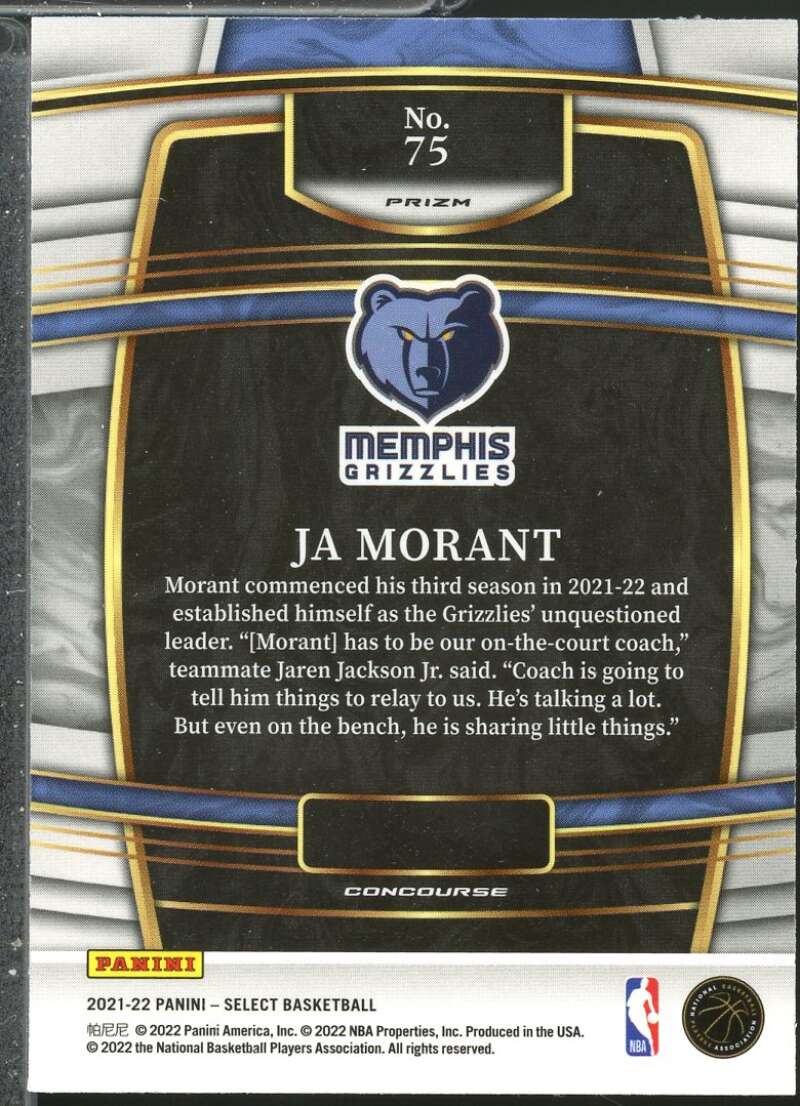 Ja Morant Card 2021-22 Select Prizms Green White Purple #75  Image 2