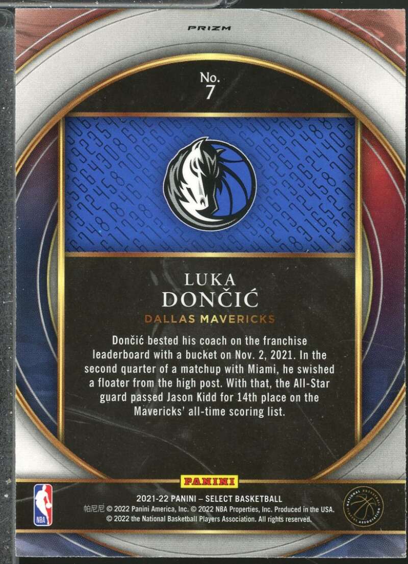 Luka Doncic Card 2021-22 Select Numbers Prizms Silver #7  Image 2
