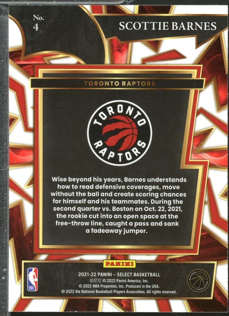 Scottie Barnes Rookie Card 2021-22 Select Turbo Charged #4  Image 2