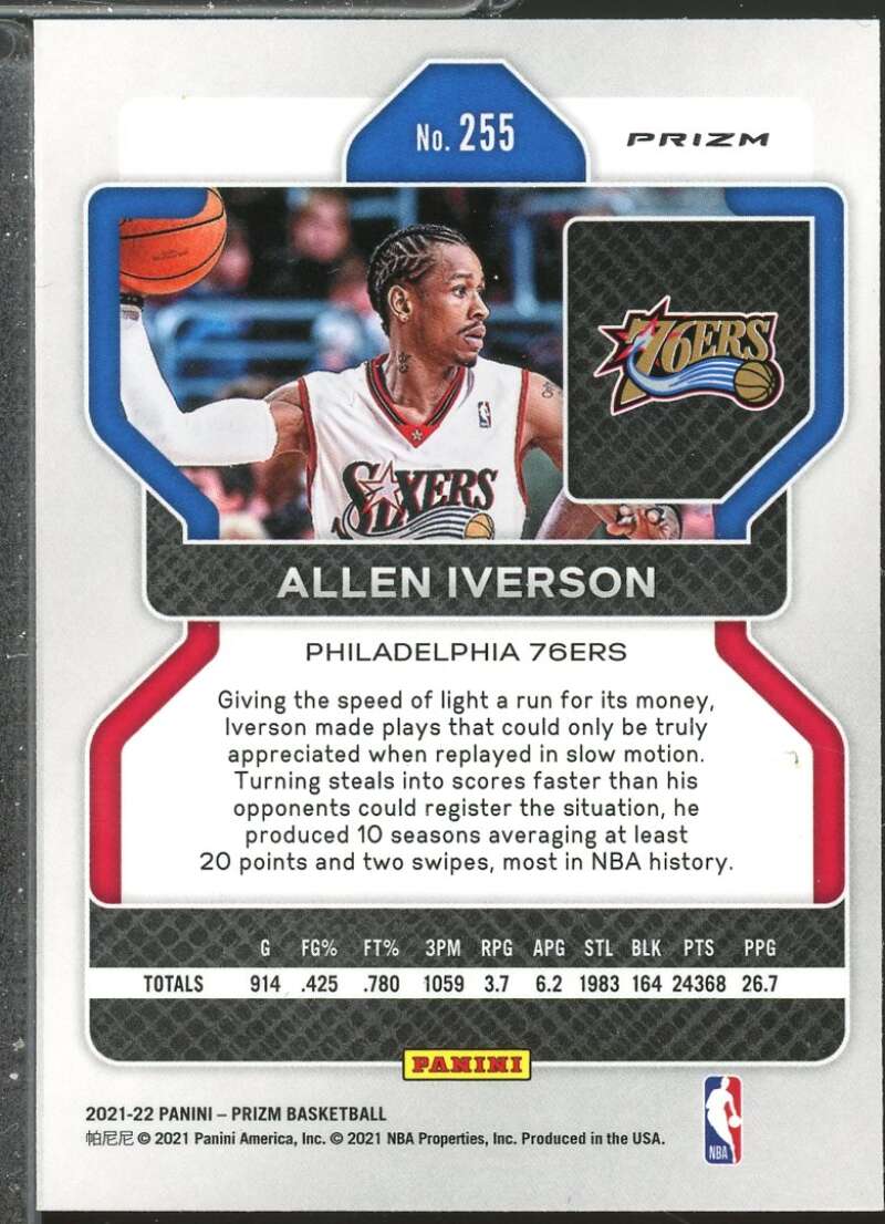 Allen Iverson Card 2021-22 Panini Prizm Prizms Green #255  Image 2