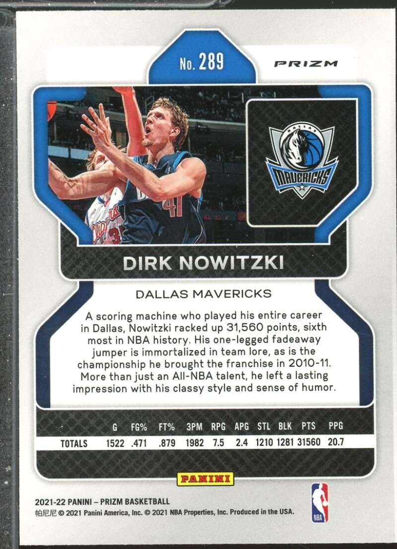 Dirk Nowitzki Card 2021-22 Panini Prizm Prizms Ice #289  Image 2
