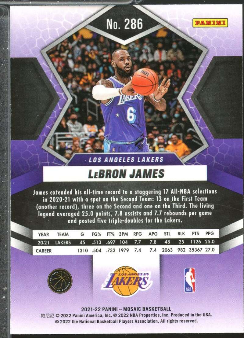 LeBron James ALL Card 2021-22 Panini Mosaic #286  Image 2