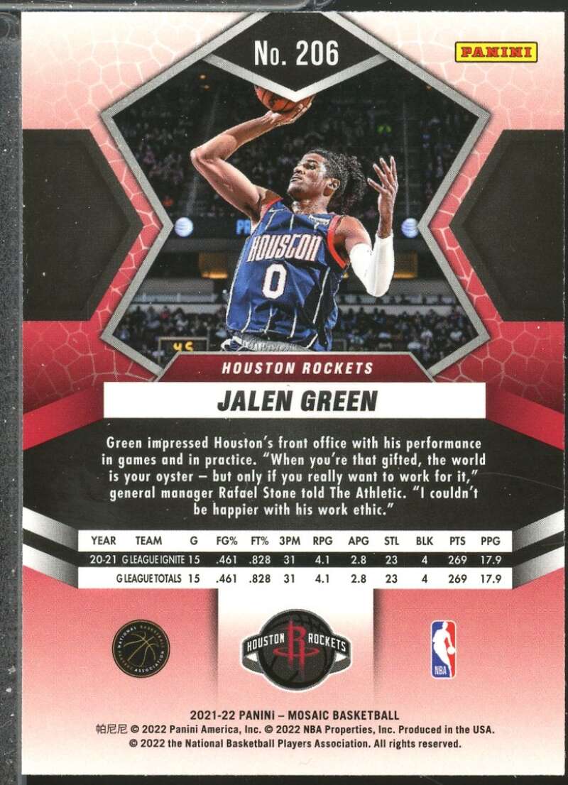 Jalen Green Rookie Card 2021-22 Panini Mosaic #206  Image 2
