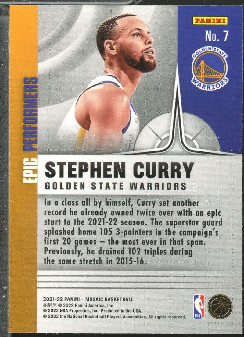 Stephen Curry Card 2021-22 Panini Mosaic Epic Performers #7  Image 2