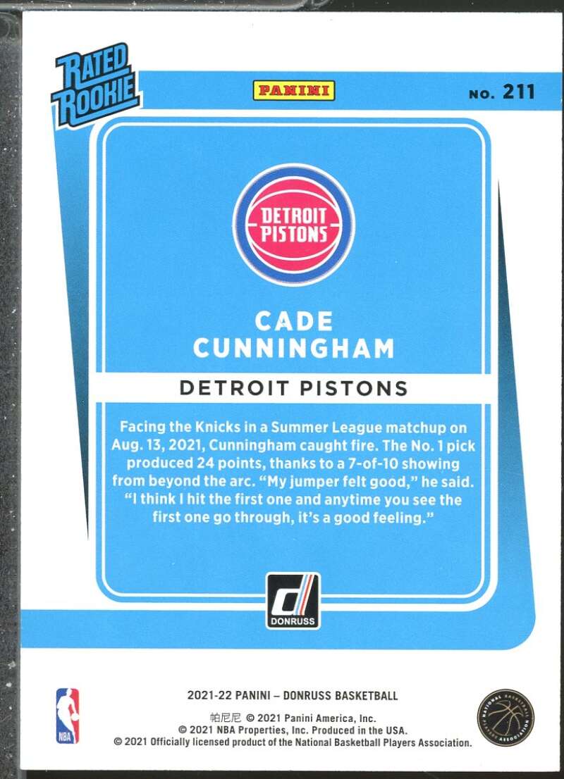 Cade Cunningham Rookie Card 2021-22 Donruss #211  Image 2