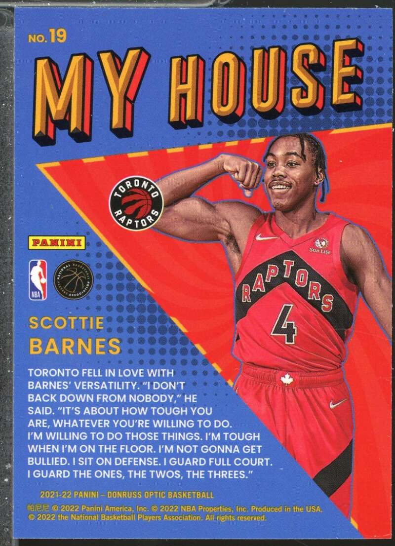 Scottie Barnes Rookie Card 2021-22 Donruss Optic My House #19  Image 2