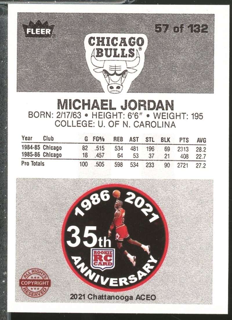 Bulls HOF Card Michael Jordan 2021 Aceo Promo Card #57  Image 2