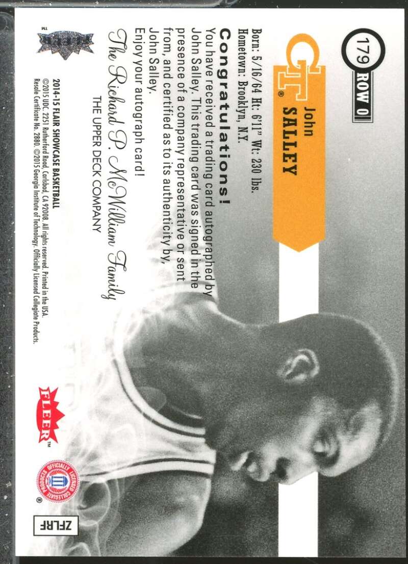 John Salley C Card 2014-15 SP Authentic Flair Showcase Row 0 Autographs #179  Image 2